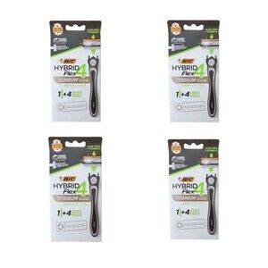 BIC Hybrid Flex 4 Titanium Sensitive Men's 4-Blade Black Disposable Razor 4 Boxs